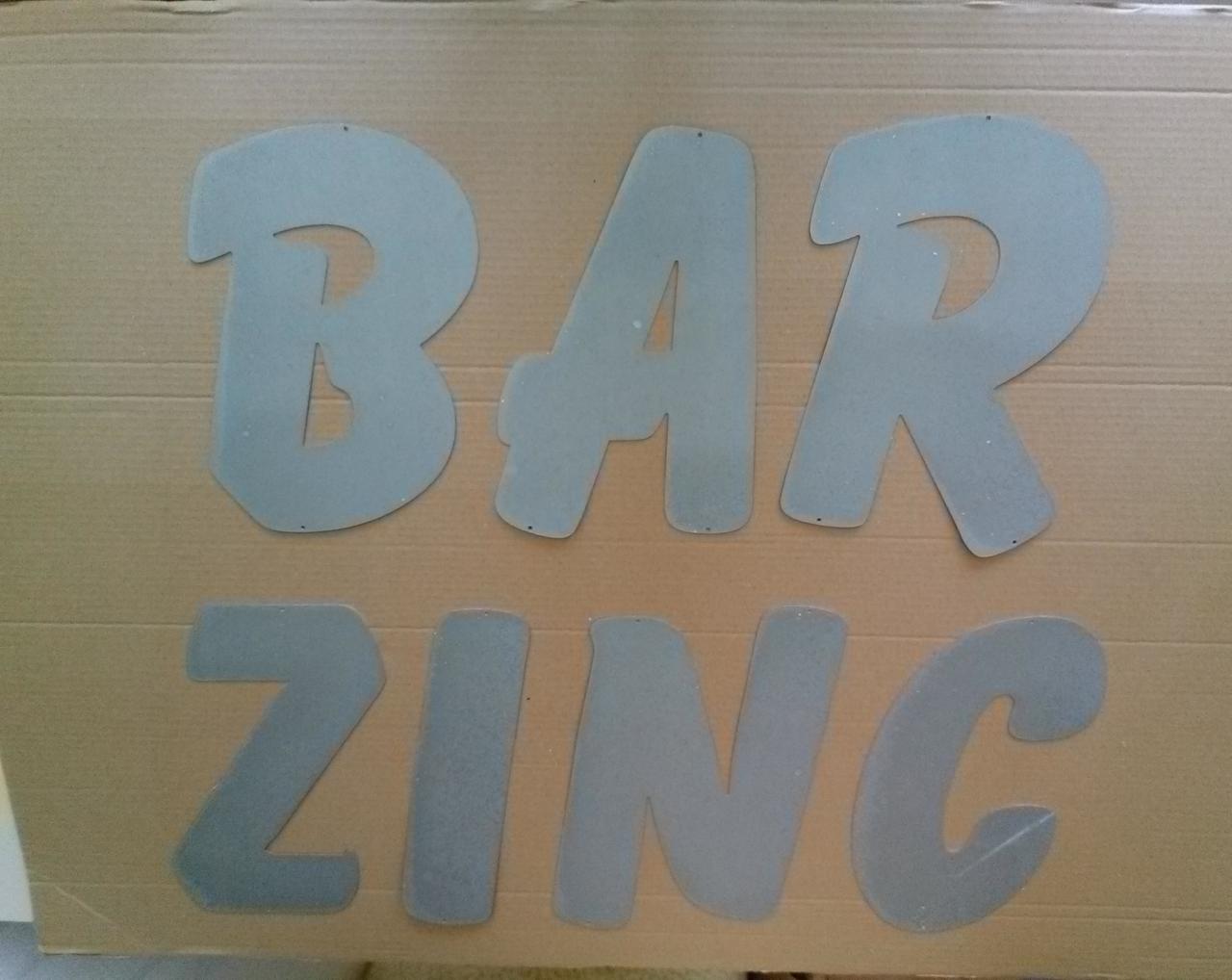 Lettre en zinc BAR ZINC