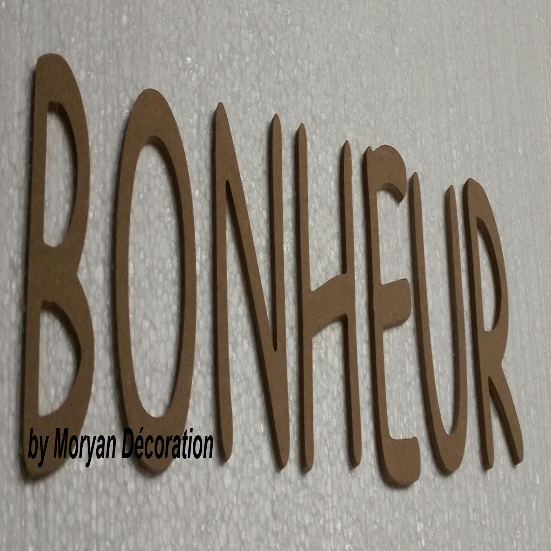 Lettre bois bonheur 30 cm