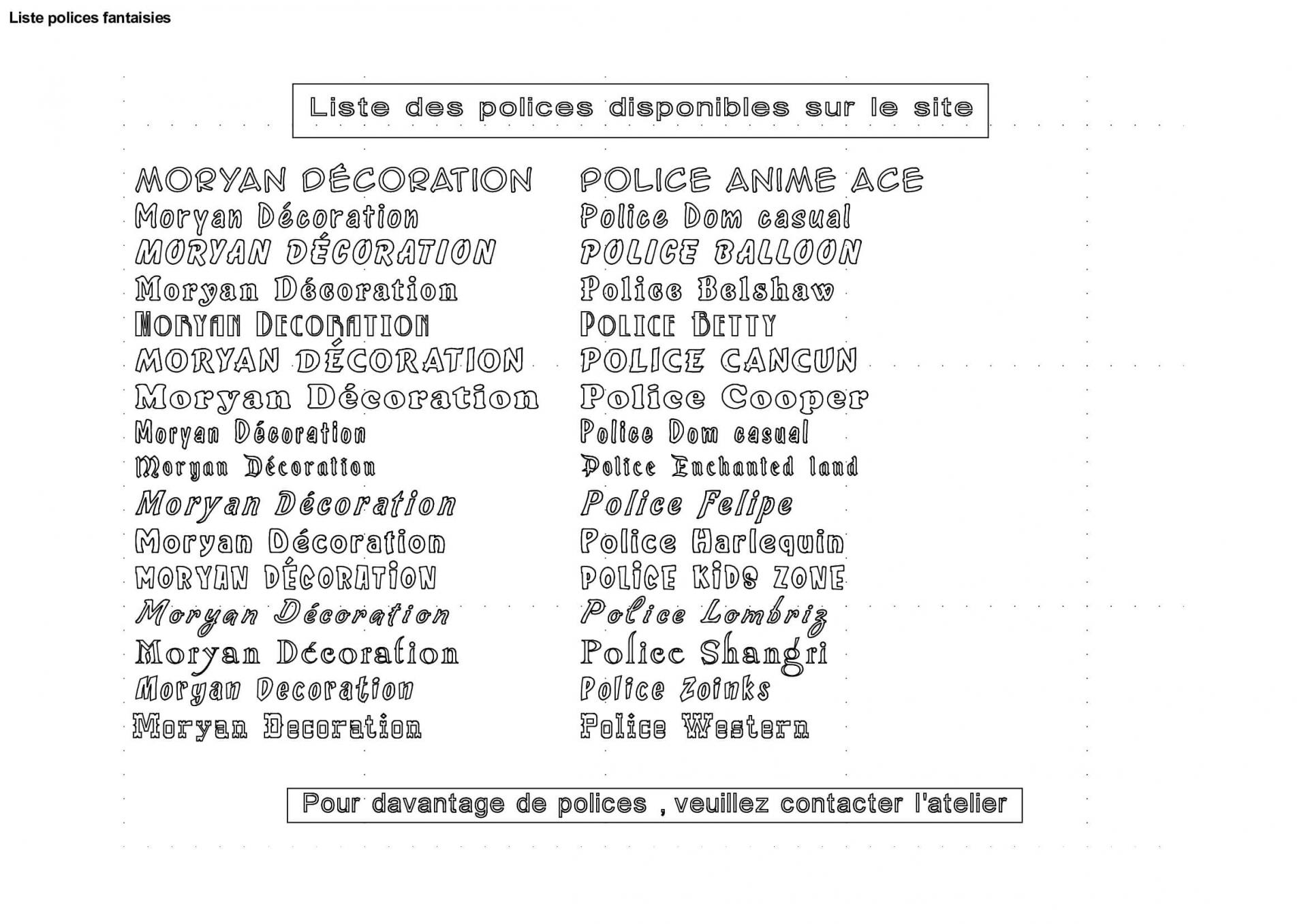 Liste polices fantaisies 1